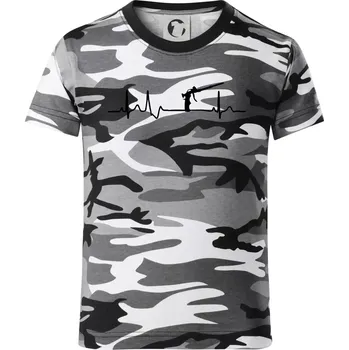 Chlapecké tričko Ekg pistole na pěnu - Dětské maskáčové triko - 146 cm/10 let ( Šedý maskáč )