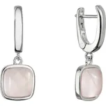 Stříbrné visací náušnice s růženínem 11738.3