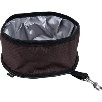 přepravka pro zvíře Cestovní miska pro psy TRAVELLING hnědá velikost S/M, L/XL Rozměr: S/M - 19 [ø] x 9 [h] cm