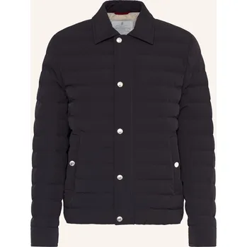 Brunello Cucinelli Pánská Lehká Péřová Bunda, tmavě modrá /...
