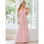 Maxi dlouhé šifonové šaty na jedno rameno Barva: Růžová, Velikost: 6XL