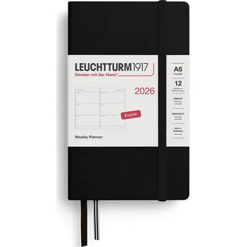 Diář Leuchtturm 1917, Týdenní diář v pevné vazbě Leuchtturm 1917 2026 EN A6, černý - Formadore