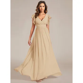 Dámské šaty Šaty pro družičky s volány a výstřihem do V Barva: Korálová, Velikost: 6XL