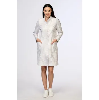 Dámský kabát Delší bílošedý dámský kabát s kapsami 7673 velikost M