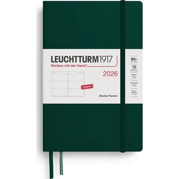 Diář Leuchtturm 1917, Týdenní diář v pevné vazbě Leuchtturm 1917 2026 EN B6+, lesní zelená - Formadore