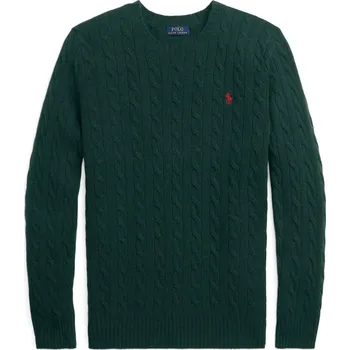 Dámské oblečení Velké Velikosti - Polo Ralph Lauren - Měkký svetr s copánkovým vzorem, kašmírem a kulatým výstřihem - XXL - Jedlová Zeleň