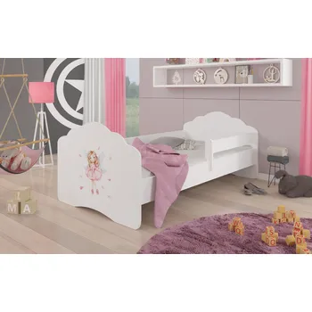 Postel ADRK Postel CASIMO GIRL WITH WINGS, CH-Cas-Bar-Gir-Wing-160-n-E417, 160x80 cm se zábradlím a matrací, bílá/grafika