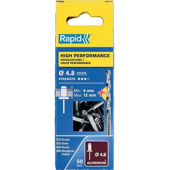 Vrták Nýty hliníkové Rapid 4,8x16mm, 50ks+vrták