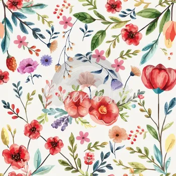 Úplet, Různorodé kytičky na bílé (E) (Top kvalitní úplet Bella digitisk)