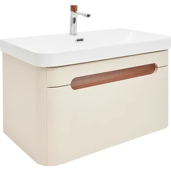 Koupelnový nábytek SAT Koupelnová skříňka s umyvadlem a baterií SAT Fusion 77,5x43x45 cm pískově béžová mat SATFUSION80BEUBA SATFUSION80BEUBA