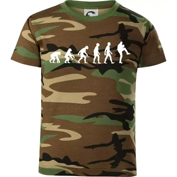 Chlapecké tričko Evoluce baseball nadhazovač - Dětské maskáčové triko - 104-110cm / 3-4 roky ( Hnědý maskáč )