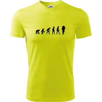 Pánské tričko Evoluce vojáka - plná polní - Pánské triko Fantasy sportovní (dresovina) - 2XL ( Neonově žlutá )
