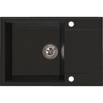 Granitový dřez Sink Quality Sink55, kuchyňský granitový dřez 680x460x215 mm + chromový sifon, černá se zlatými body, SKQ-SINK.L.1KDO.X