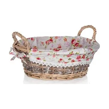 HOME DECOR Košík proutěný s uchy ROSES 30 x 12 cm, kulatý