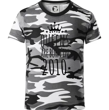 Chlapecké tričko Queens are born in 2010 - Dětské maskáčové triko - 104-110cm / 3-4 roky ( Šedý maskáč )