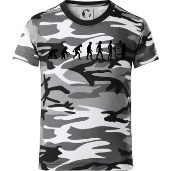 Chlapecké tričko Evoluce udírna - Dětské maskáčové triko - 134 cm/8 let ( Šedý maskáč )