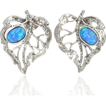 Náušnice Zlatnictví Helios Stříbrné náušnice list s opálem