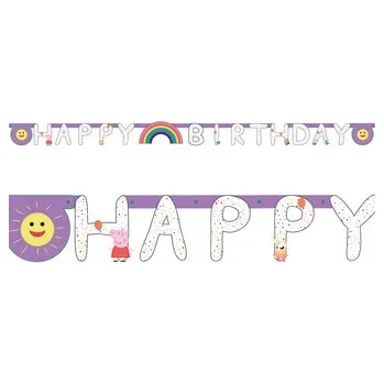 Party dekorace Prasátko Peppa narozeniny nápis 250 cm x 15 cm Amscan