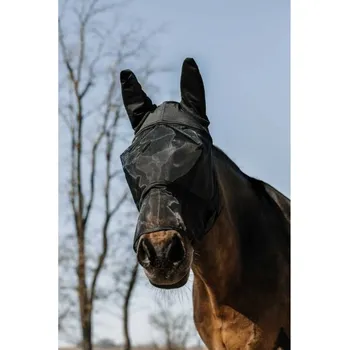 Koňská maska proti hmyzu Maska proti hmyzu EQUITHEME Soft 50% UV s nosem černá FULL
