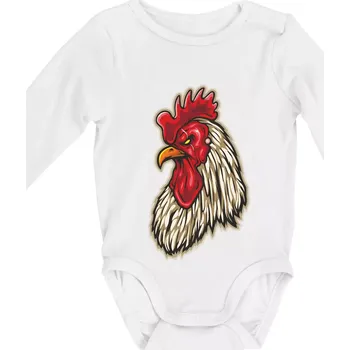 Kojenecké oblečení Kohout naštvaný - Body kojenecké s dlouhým rukávem - Dlouhý r. do 3 měs ( Bílá )