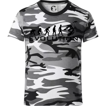 Chlapecké tričko Evoluce snowboardu - Dětské maskáčové triko - 146 cm/10 let ( Šedý maskáč )