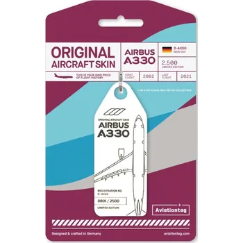 Přívěsek AviationTag - přívěsek ze skutečného letadla Airbus A330, Eurowings - D-AXGG - bílá