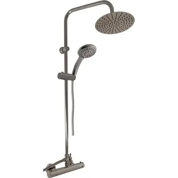 Sprchový set Termostatická - Sprchový systém s termostatickou baterií, metal grey kartáčovaná, hlavová sprcha nerez TRM81.5/7-01.4MGK