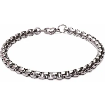 Náramek Nefertitis Náramek Box chain styl z nerezové oceli v barvě stříbra 20 cm obvod