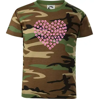 Chlapecké tričko Psí láska - Dětské maskáčové triko - 104-110cm / 3-4 roky ( Hnědý maskáč )