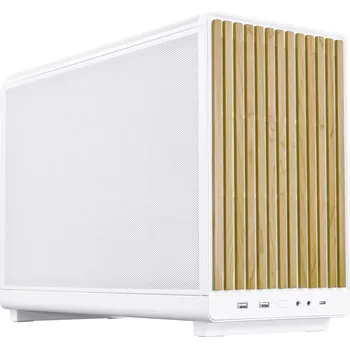 PC skříň Lian Li Lian Li DAN Cases A3-mATX Wood Edition PC-Gehäuse, Micro-ATX - Buche, weiß micro tower pouzdro, herní pouzdro, PC skříň bílá