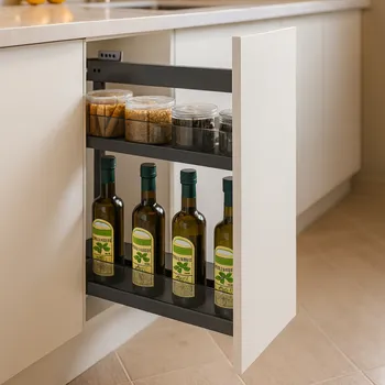 Odpadkový koš Paradox Výsuvný koš se skleněnými bočnicemi GENESIS s tlumením / Antracitový 200 mm Plno výsuv