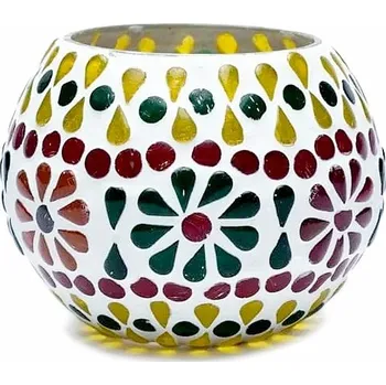 Svícen Svícen sklo na čajové a votivní svíčky kulatý Mozaika multicolor 7 cm