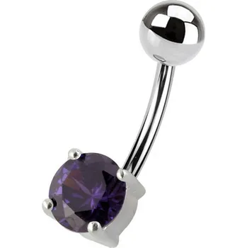 Módní doplněk Šperky4U Stříbrný piercing do pupíku - kulatý zirkon 6 mm - BP01146-A