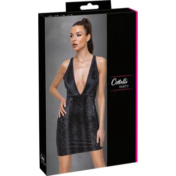 Dámské šaty Cottelli Party - šaty s hadím vzorem (černé) - L