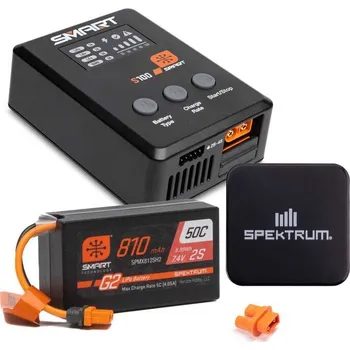 Spektrum Spektrum Smart Powerstage Surface Bundle: 810mAh 2S 50C LiPo Battery (IC2) / S100 Charger / 65W Power Supply