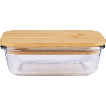 Dóza na potraviny ALPINA Skleněná nádoba na jídlo s dřevěným víčkem 593 ml