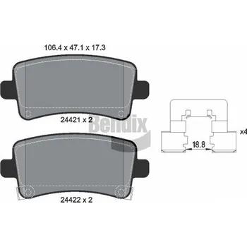 Brzdová destička Sada brzdových destiček, kotoučová brzda BENDIX Braking BPD1243