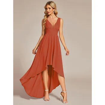 Dámské šaty Šaty pro družičky bez rukávů s hlubokým výstřihem do V Barva: Oranžová, Velikost: 8XL