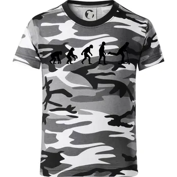 Chlapecké tričko Evoluce koloběh koloběžka - Dětské maskáčové triko - 122 cm/6 let ( Šedý maskáč )