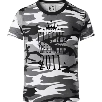 Chlapecké tričko Queens are born in 2011 - Dětské maskáčové triko - 122 cm/6 let ( Šedý maskáč )