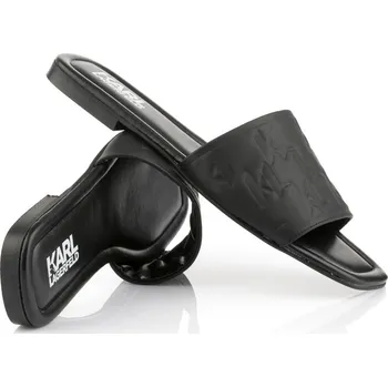 Dámské pantofle PANTOFLE KARL LAGERFELD BRIO MONOGRAM RPT SLIDE BLACK LTHR