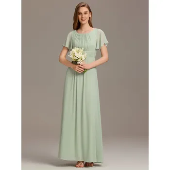 Dámské šaty Skládané šaty pro družičku s kulatým výstřihem Barva: Mátová, Velikost: 3XL