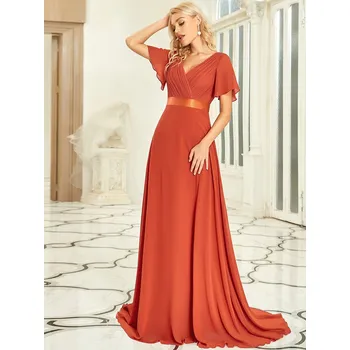 Dámské šaty Svatební šifonové šaty s obálkovým výstřihem Barva: Oranžová, Velikost: 8XL