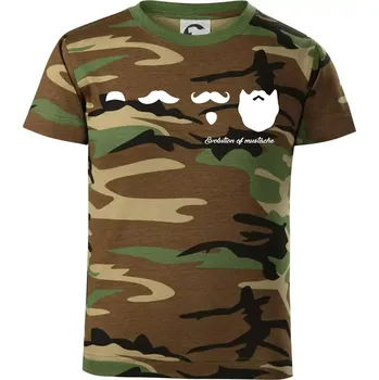 Chlapecké tričko Evolution mustache - Dětské maskáčové triko - 134 cm/8 let ( Hnědý maskáč )