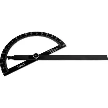 Úhloměr Kinex 1089-02-200 - Úhloměr obloukový 200x290mm BLACK COAT černý, rozsah 0-180°, ČSN 251613