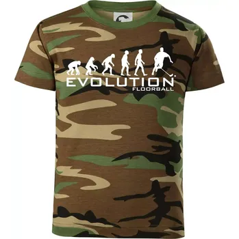 Chlapecké tričko Evoluce Floorball - Dětské maskáčové triko - 122 cm/6 let ( Hnědý maskáč )