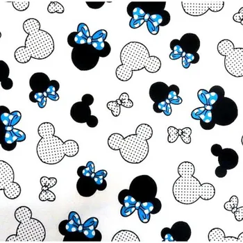 Rumitex Bavlněná látka, cena za 1 metr, šíře 160 cm, MYŠ S MAŠLÍ - MODRÁ