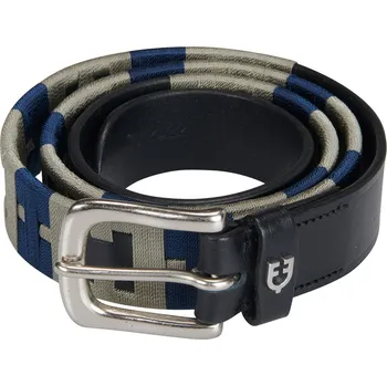 Opasek EQUESTRO Pásek kožený Polo H Equestro, black/navy/grey Délka: 90 cm