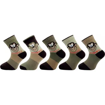 Dětské ponožky NOVIA | vzor opice 1554- balení 5 párů 22-23