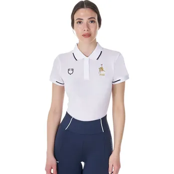 Dámské tričko EQUESTRO Tričko Polo X Fise Equestro, s krátkým rukávem, s knoflíky, dámské, bílé M